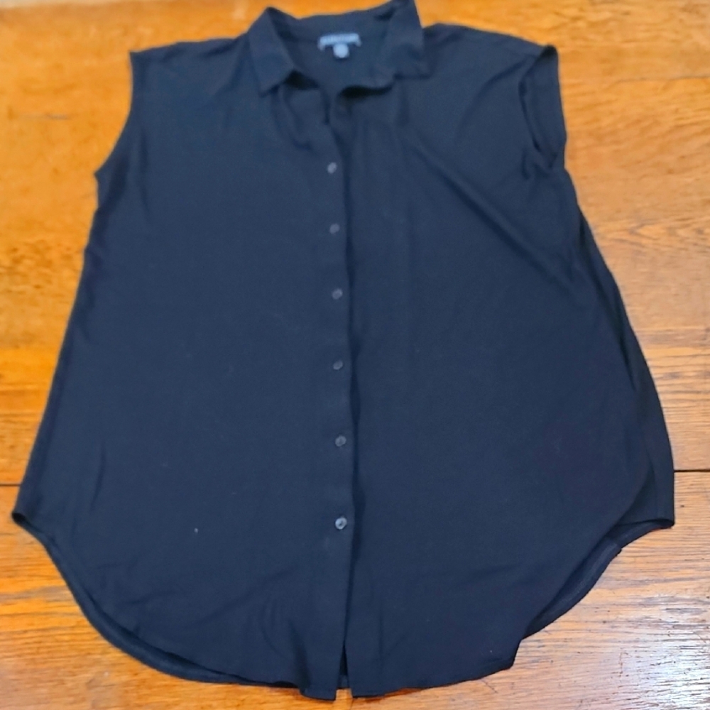 Eileen Fisher Black Sleeveless Tunic Button Down S/P